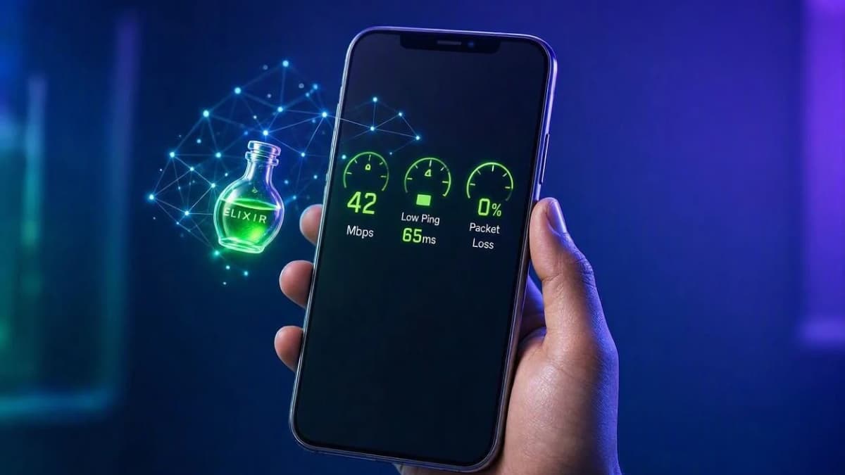 تست سرعت و پینگ سبز فیلتر شکن Elixir Net VPN روی همراه اول و ایرانسل