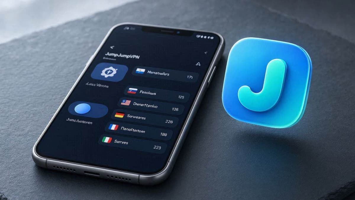 معرفی فیلتر شکن قوی و پرسرعت JumpJumpVPN برای اندروید با لوگوی اصلی J فیروزه‌ای