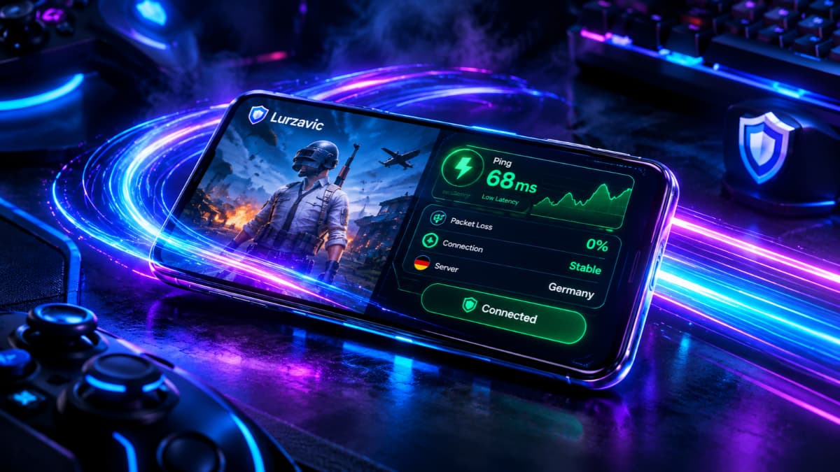 تست پینگ و کاهش لگ در فیلتر شکن قوی گیمینگ Lurzavic VPN