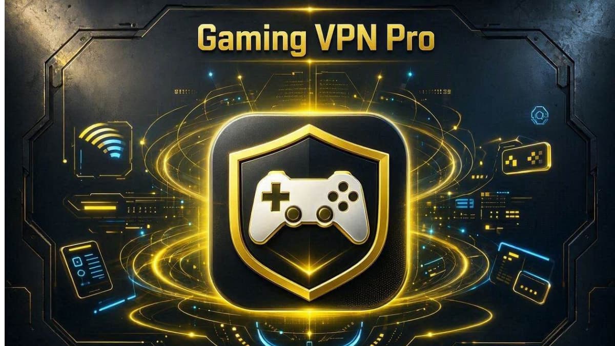 آیکون سپر طلایی Gaming VPN Pro به همراه پینگ سبز در بازی پابجی
