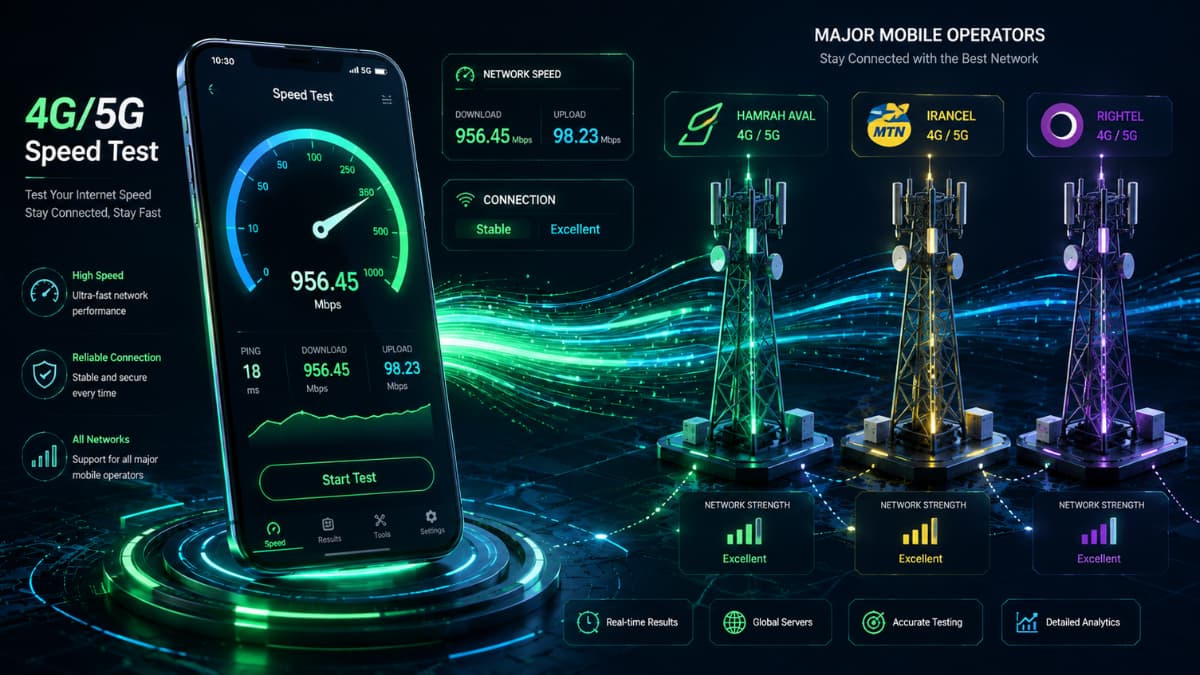 نمودار و گیج تست سرعت فیلتر شکن Guru VPN روی اپراتورهای همراه اول و ایرانسل