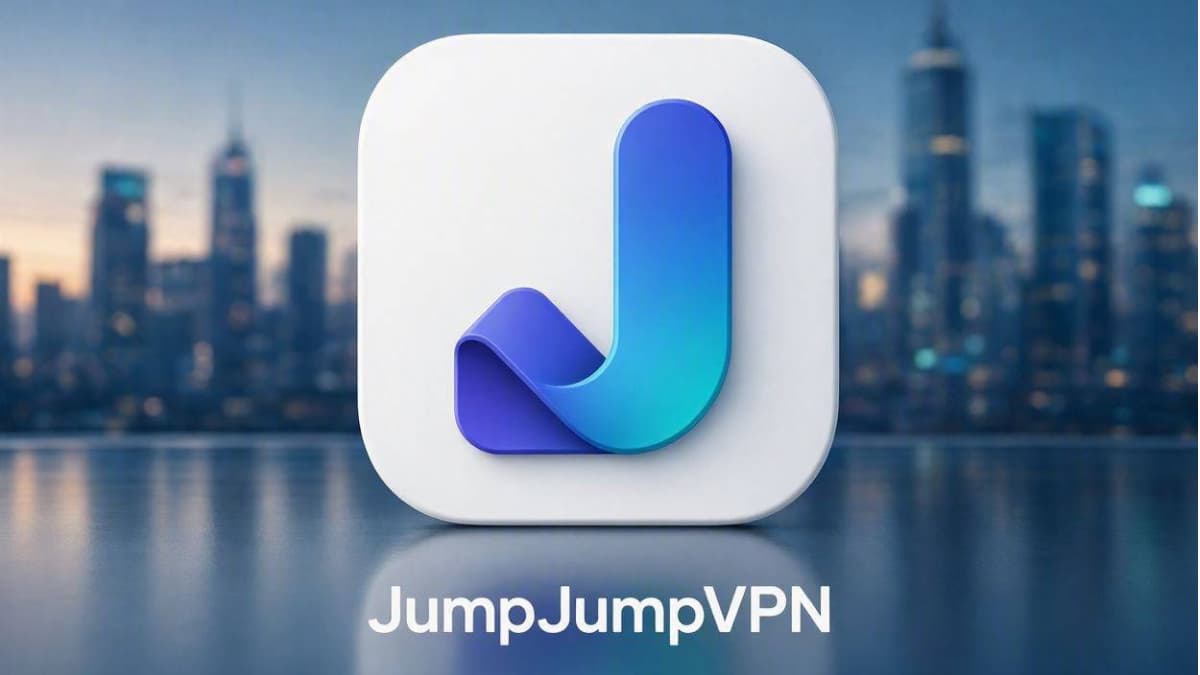 لوگوی ۳ بعدی JumpJumpVPN و آیکون دستگاه‌های متصل آیفون و ویندوز