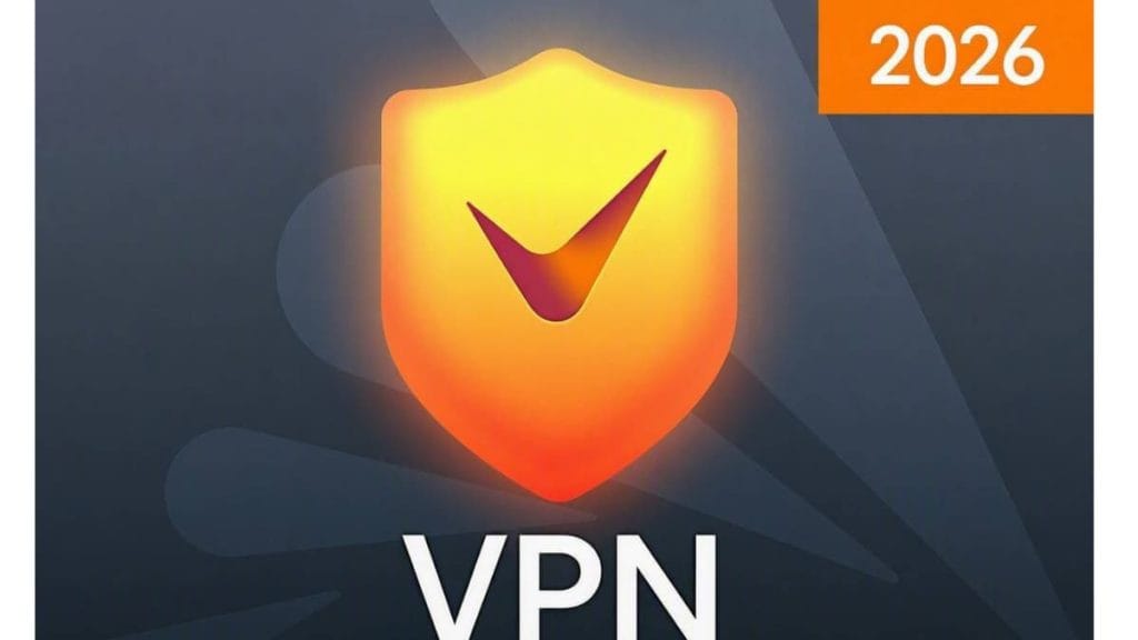 پوستر رسمی فیلتر شکن Avast SecureLine VPN روی گوشی سامسونگ با لوگوی سپر نارنجی و درخشان