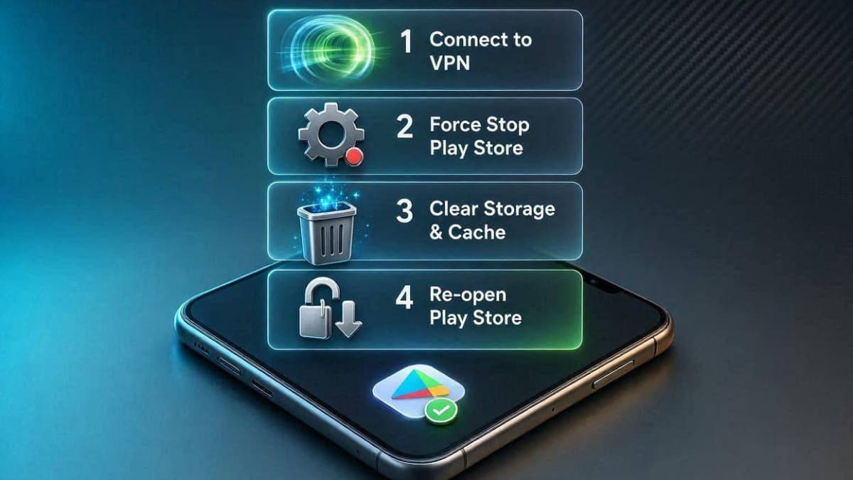 اینفوگرافیک گام به گام رفع خطای این برنامه در کشور شما در دسترس نیست در گوگل پلی