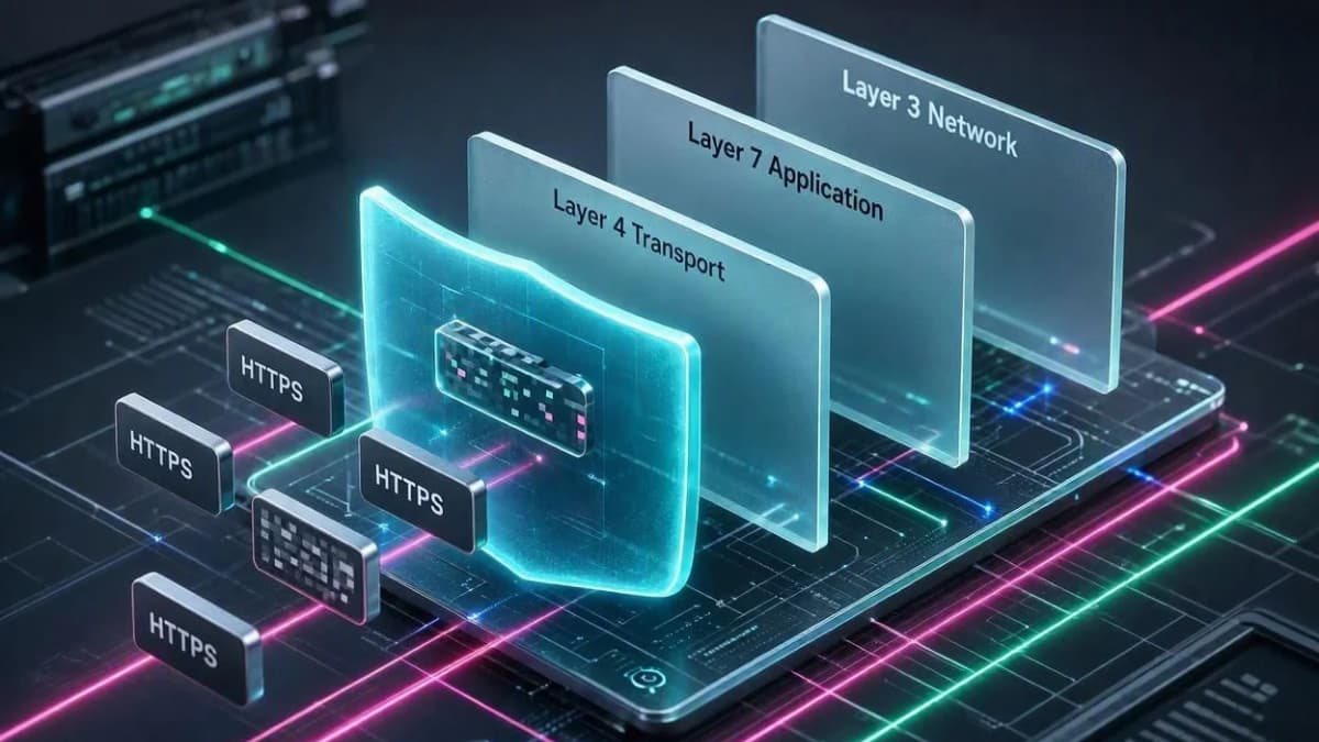 اینفوگرافیک سه‌بعدی کالبدشکافی لایه‌های مدل OSI در فیلتر شکن Glitch VPN