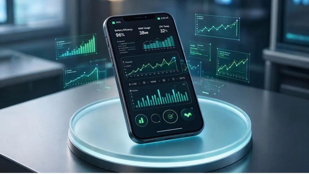 جدول و نمودار بنچمارک مصرف باتری رم و کنترل دمای پردازنده در فیلتر شکن Surge VPN
