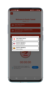 اسکرین شات لیست سرورهای پرسرعت آمریکا و پروتکل V2Ray در فیلترشکن رایگان برای گوشی شیائومی