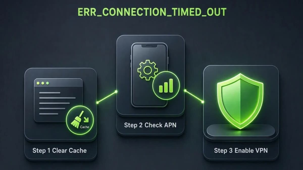 اینفوگرافیک آموزش گام به گام رفع خطای ERR_CONNECTION_TIMED_OUT در گوگل کروم
