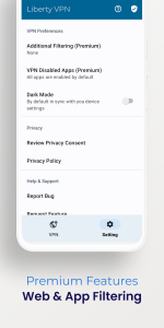 تنظیمات حرفه‌ای فیلترشکن Liberty VPN؛ قابلیت‌های ۴ گانه برای بازی، استریم، دانلود و مرور وب.