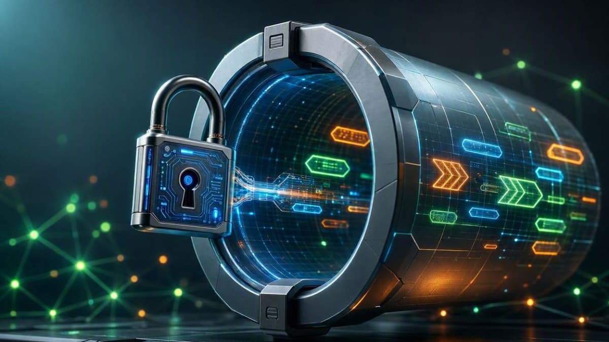 نماد قفل امنیتی ۳D و سپر رمزنگاری داده‌ها در بهترین فیلتر شکن وب و موبایل