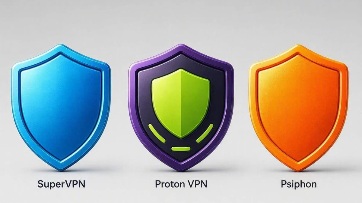 مقایسه تصویری و ساختاری سه فیلتر شکن SuperVPN و Proton VPN و سایفون