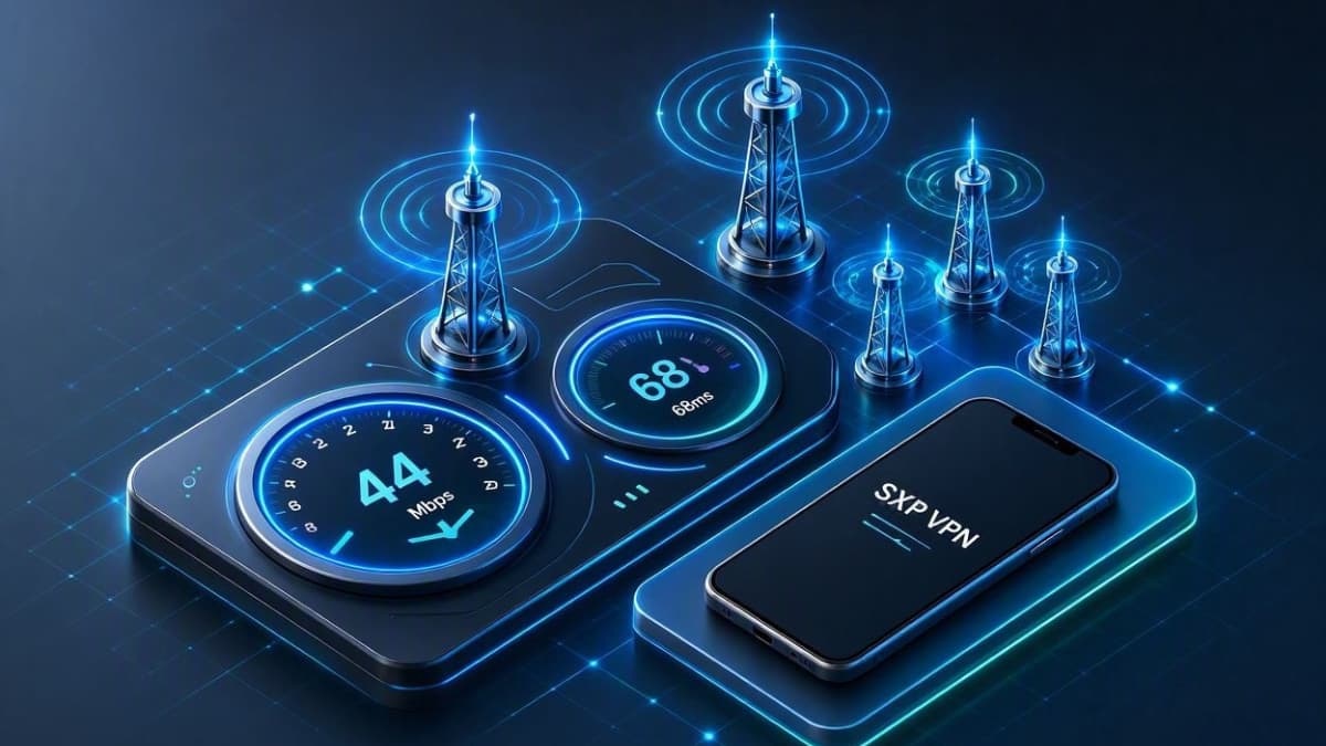 تست سرعت و پینگ فیلتر شکن SXP VPN روی اینترنت ایرانسل و همراه اول
