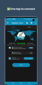 صفحه اصلی Xhypher Tunnel Pro و دکمه اتصال فیلتر شکن قوی برای اندروید