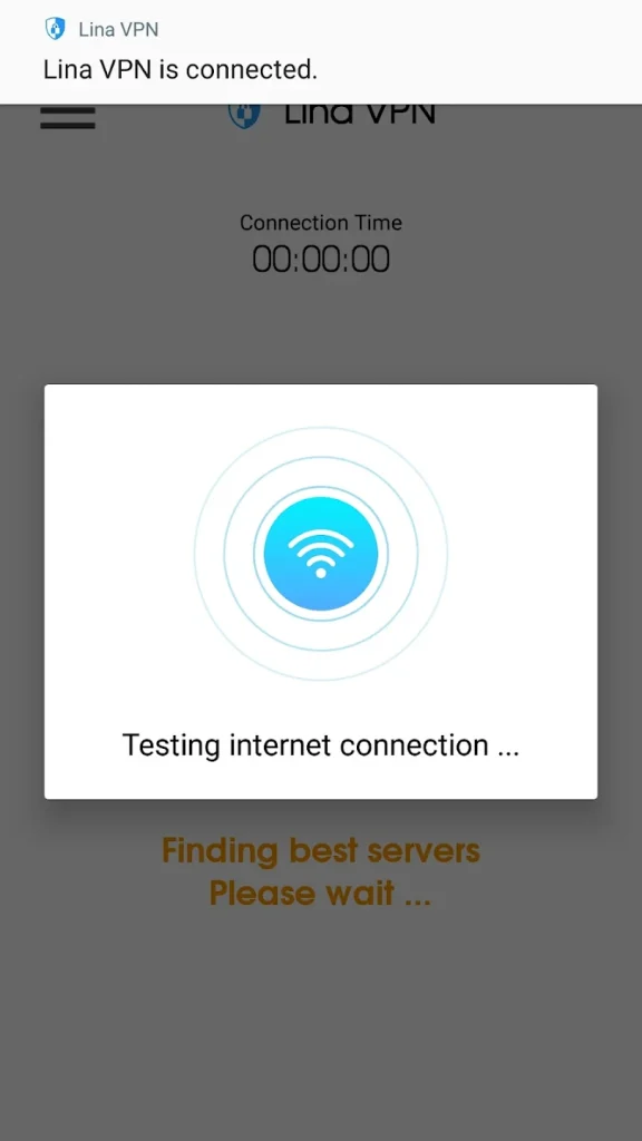 تست سرعت و پینگ فیلترشکن قوی Lina VPN روی اینترنت فورجی همراه اول