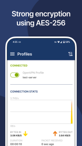 اسکرین شات اتصال موفق و وضعیت سبز در کلاینت OpenVPN Connect اندروید و ویندوز