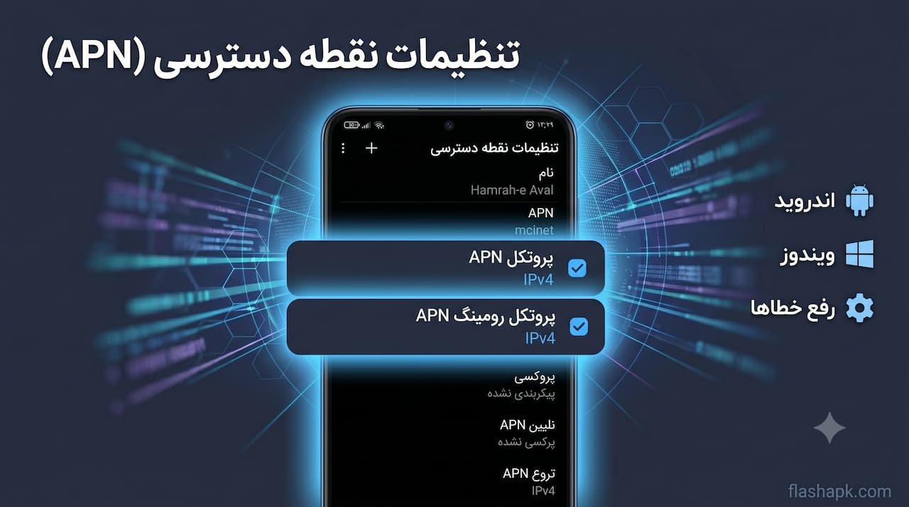 راهنمای تصویری و قدمبهقدم تغییر تنظیمات APN و پروتکل IPv4 برای رفع خطای Connecting فیلترشکن