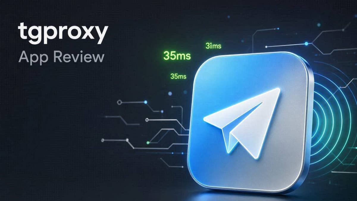 آیکون ۳D آبی و نقرهای TgProxy با نماد هواپیمای تلگرام و شاخصهای پینگ سبز رنگ