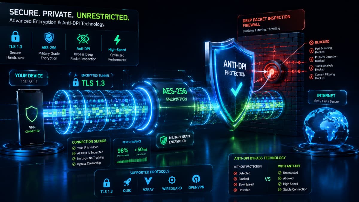 تحلیل لایه‌ای پروتکل‌های رمزمانی و عبور از DPI در Ciphra VPN