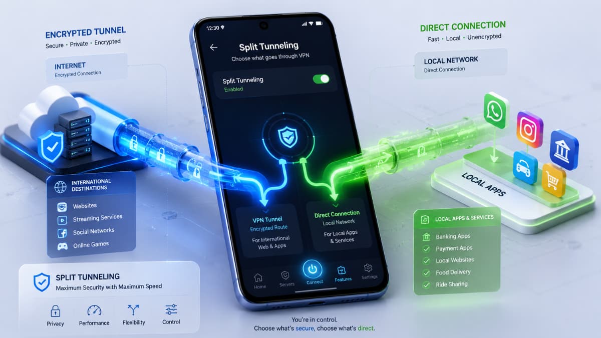 آموزش تفکیک ترافیک و فعال‌سازی Split Tunneling در فیلترشکن Ciphra VPN