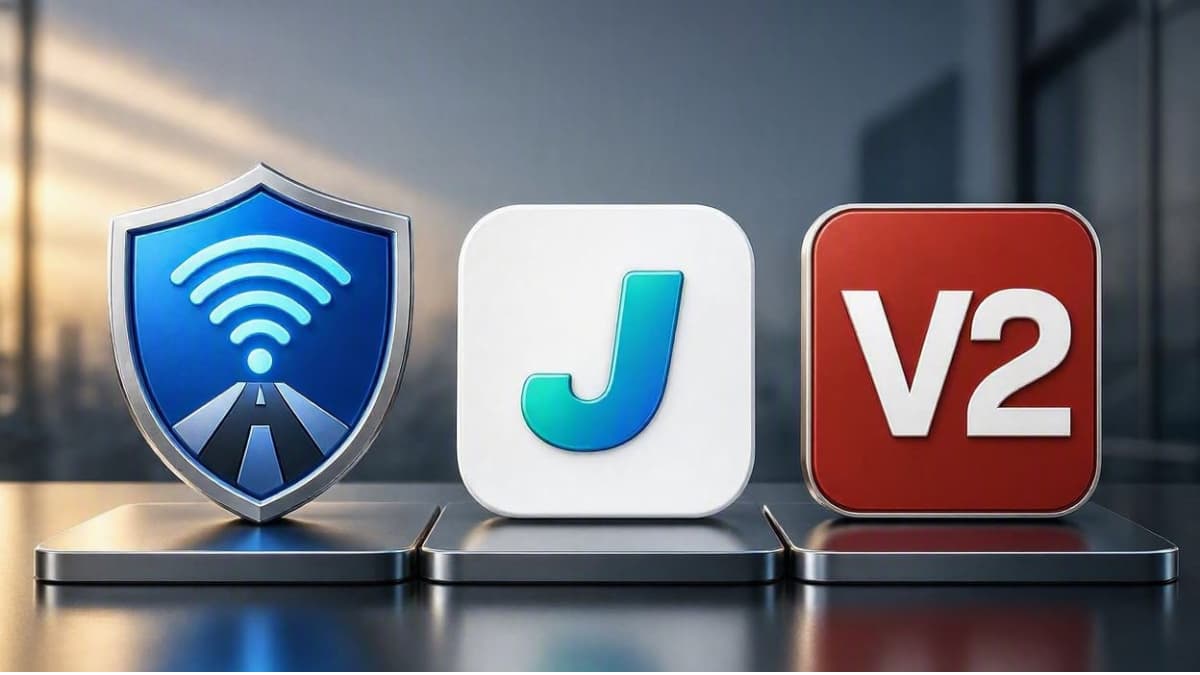مقایسه لوگوی فیلترشکن DroidVPN با JumpJumpVPN و v2RayTun
