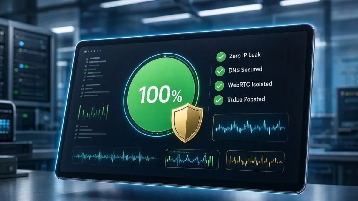 داشبورد تست زنده عدم نشت IP و DNS در آزمایشگاه امنیت فلش آپک